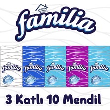 Familia 3 Katlı Mendil 100 Adet 10 Paket Parfümsüz Kullanım İçin Düz Yapraklı