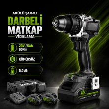 Badem10 Akülü Darbeli Matkap 20V 5AH Kömürsüz Çift Akülü 60NM 13MM Metal Mandren 2 Vites LED Işıklı Vidalama