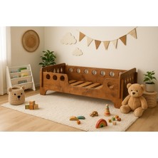 Empressco Ceviz Montessori Karyola 70X140, Ceviz Mdf, Ahşap Detaylı Güvenli Çocuk Yatağı - Fiyatı, Yorumları