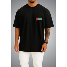 Bahriyeli Collection Oversize Birleşik Arap Emirlikleri Bayrağı Cep Baskılı Unisex T-Shirt