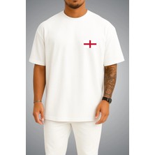 Bahriyeli Collection Oversize Ingiltere Bayrağı Cep Baskılı Unisex T-Shirt