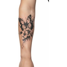 Tattoo Gerçekçi Kelebek ve Çiçek Model Geçici Kol Bacak Geçici Sticker Yapıştırma Dövme