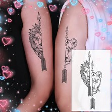 Tattoo Gerçekçi Çift Aslan Model Geçici Kol Bacak Geçici Sticker Yapıştırma Dövme