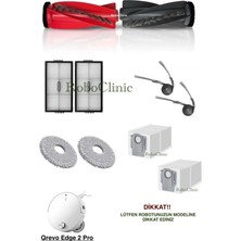 Roboclinic Roborock Qrevo Edge 2 Pro Robot Süpürge Uyumlu Yedek Toz Torba, Fırça, Filtre, Mop 10 Parça