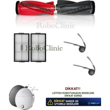 Roboclinic Roborock Saros 20 Sonic Robot Süpürge Uyumlu Yedek Fırça, Filtre 6 Parça