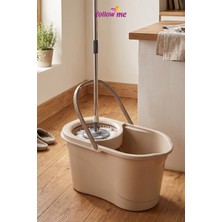 Follow Me Döner Başlıklı Mikrofiber Temizlik Seti 19 Lt (Bej)