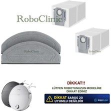Roboclinic Roborock Saros 20 Sonic Robot Süpürge Uyumlu Yedek Toz Torba, Mop Paspas 4 Parça