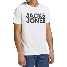 Jack & Jones Erkek Beyaz Spor T-Shirt XXL Bisiklet Yaka %100 Pamuklu Günlük Kullanım İçin
