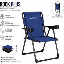 Argeus Katlanır Piknik ve Kamp Sandalyesi - Bardaklıklı - Rock Plus - Lacivert