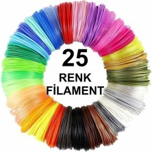 Robobloq 3D Kalem Yazıcı İçin 25 Renk 100 Metre (25X 4 Metre) Renkli PLA Filament 1.75 mm