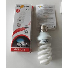 Global  15W E27 Duy 2700K Gün Işığı Spiral Tasarruflu Ampul