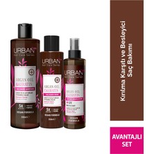 Urban Care Argan Yağı & Keratin Kolay Kırılan Yıpranmış Saçlara Özel Saç Bakım Seti (Şampuan-Saç Kremi-Sıvı Krem)-vegan