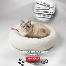 Xpermate Peluş Yumuşak Kedi Yatağı Köpek Yatağı Minder Tüysüz Beyaz