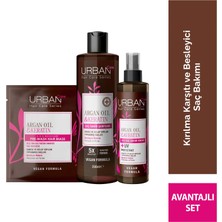 Urban Care Argan Yağı & Keratin Kolay Kırılan Yıpranmış Saçlara Özel Saç Bakım Seti (Şampuan-Sıvı Krem-Maske)-vegan