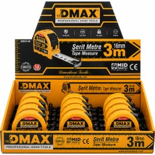 Dmax Şerit Metre 3 M x 16 mm - Mıd Onaylı - Abs Gövde - 12'li Paket