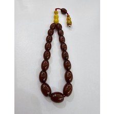 Zeyzun Usta Imzalı Bilek Boy Efe Maskot Sıkma Kehribar Tespih 15 x 11 mm
