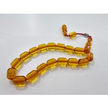 Zeyzun Usta Çift Imzalı Bilek Boy Efe Maskot Sıkma Kehribar Tespih 15 x 11 mm Kapsül Kesim
