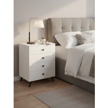 Dienni Simple Beyaz Şifonyer 4 Çekmeceli 60 x 44 x 80 cm Modern Tasarım ile Şık Depolama
