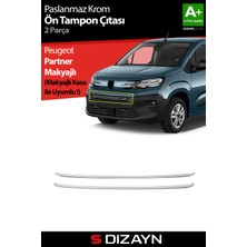 S-Dizayn Peugeot Partner Makyajlı Krom Ön Tampon Çıtası 2 Prç 2023 Üzeri A+ Kalite