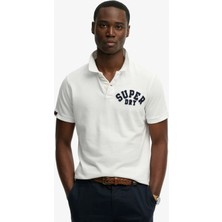 Superdry Beyaz Erkek Yazı Baskılı Polo T-Shirt