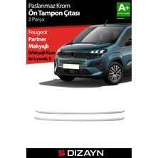 S-Dizayn Peugeot Rifter Makyajlı Krom Ön Tampon Çıtası 2 Prç 2024 Üzeri A+ Kalite