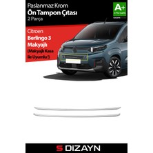 S-Dizayn Citroen Berlingo Makyajlı Krom Ön Tampon Çıtası 2 Prç 2024 Üzeri A+ Kalite