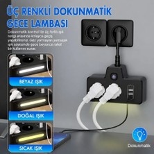 Zoli Akım Korumalı 2li Priz,2 USB ve 2 Type-C Çıkış PD20W Hızlı Şarj Özellikli Duvar Tipi Dokunmatik LED Aydınlatmalı