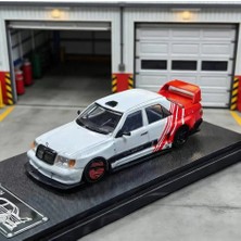 Rhino Model 1/64  Mercedes Benz 190E W124 White Red Stripe