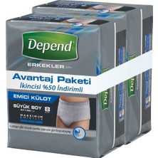Depend Emici Külot Büyük Boy Erkek 16 Adet Avantaj Paketi 8+8 97-150 cm Konforlu Kullanım