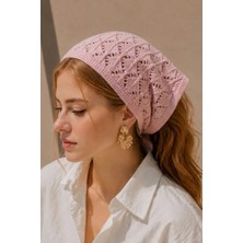 Irmak Kerekli Kadın Pamuklu Yumuşak Dokulu Delikli Triko Bandana 7011 Pembe
