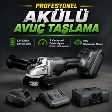 Badem10 20V Kömürsüz Akülü Avuç Taşlama Makinesi 115 mm 2X5AH Akü Şarjlı Spiral Taşlama 9500 Dev/dk