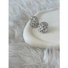 Revoia Hasır Dokulu Silver Küpe