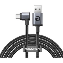 Rocoren Usb-A To Type-C 90° 3A Hızlı Şarj ve Data Kablosu 50 cm