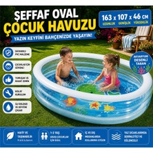 Premini Renkli Oval Çocuk Havuzu, Akvaryum Temalı, 163X107X46 cm