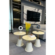 Decoramis Floransa Yuvarlak Zigon Sehpa Pusula Desen-3lu Zıgon Sehpa-Handmade-El Yapımı
