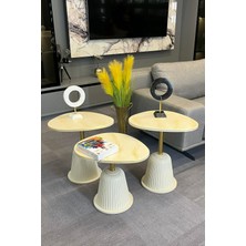 Decoramis Floransa Damla Zigon Sehpa Gold Desen-3lu Zıgon Sehpa-Handmade-El Yapımı