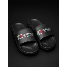 Yonca Outlet Donatelli Centuri Siyah - Beyaz  Logolu Unisex Rahat Eva Terlik
