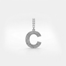 Silveranka 925 Ayar Gümüş C Harfi Kalemli Işıltılı Harf Charm