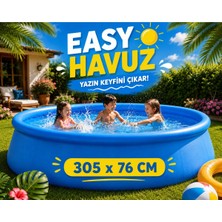 Premini 305X76 cm Büyük Şişme Bahçe Havuzu, Aile ve Çocuklar Için Eğlenceli Oyun Alanı