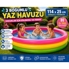 Premini Renkli Çocuk Şişme Yaz Havuzu 114X25 Cm, Eğlence Dolu Yaz Keyfi