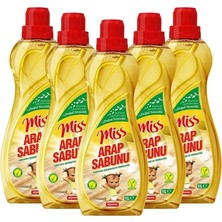 Miss Arap Sabunu 5'li 1000 ml Sarı Renkli Doğal Temizlik Ürünü Koruyucu İçermeyen