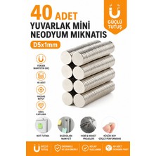 Dünya Magnet 40 Adet 5x1 Yuvarlak Mini Neodyum Mıknatıs Magnet - Çap 5mm x Kalınlık 1mm