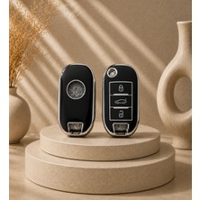 Lacinora Bags Peugeot Citroen C3 C4 C5 Sustali Nano Anahtar Koruma Kılıfı Siyah Gümüş