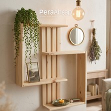 Pera Wooden Fence Cross Kutu Raf Ahşap Duvar Rafı 50X60 cm