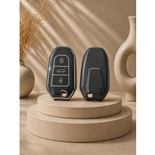 Lacinora Bags Peugeot 208 308 508 2008 3008 5008 Rifter Nano Anahtar Kılıfı Siyah Gümüş Silver Renk 1.ci Kalite