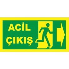 Baysan 12X24 cm Fosforlu Fotolümen Levha Acil Çıkış Yönlendirme Sağ Ok Dekota Malzeme