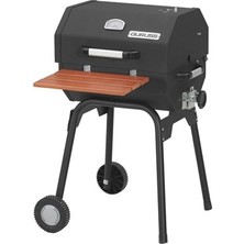 Guruss 50 cm Kömürlü Barbekü Mangal Siyah Renkli Kapaklı Tekerlekli Kolay Taşınabilir