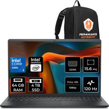 Dell Pro 15 Essential Core 3 100U 64GB Ram 4tb SSD 15.6" Fhd 120Hz Freedos PV15250P335 Notebook + Per4 Çanta