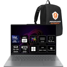Lenovo Yoga Slim 7 Core Ultra 7 258V 32GB Ram 1tb SSD 15.3" Wqxga+ 2.8k OLED 500NITS 120Hz WIN11 Pro 83HM005MTRP309 Notebook + Per4 Çanta