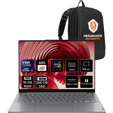 Lenovo Yoga Slim 7 Core Ultra 5 125H 16GB Ram 256GB SSD 14" Fhd+ OLED 400NITS Freedos 83CV00E4TRP301 Notebook + Per4 Çanta